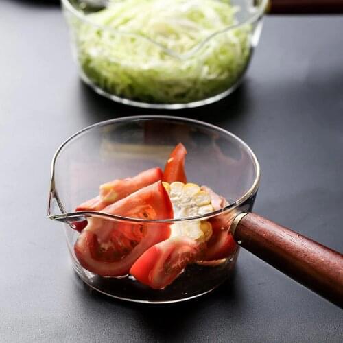 Family infant food special hot boil noodles pot transparent fruit salad bowl glass small milk pot can directly on fire