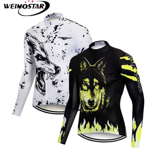 Weimostar Mens Long Sleeve Cycling Jersey Tops Wolf MTB Road Bike Jersey Ropa Ciclismo Autumn Cycling Clothing Bicycle Clothes