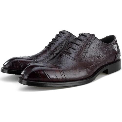 Quality Black / Coffee Prom Shoes Boys Oxfords Genuine Leather Business Shoes Mens Wedding Shoes