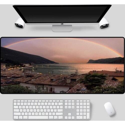XGZ Beautiful scenery mouse pad coast town pattern series table pad home large size rubber non-slip keyboard pad