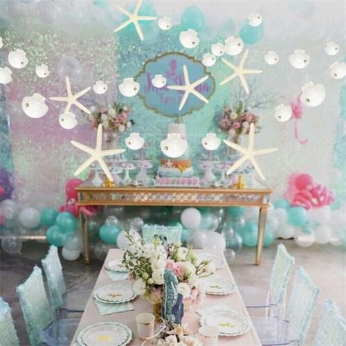 Creative Marine Style Double-sided Starfish Shell Pull Flag Summer Kindergarten Room Birthday Theme Party Decoration