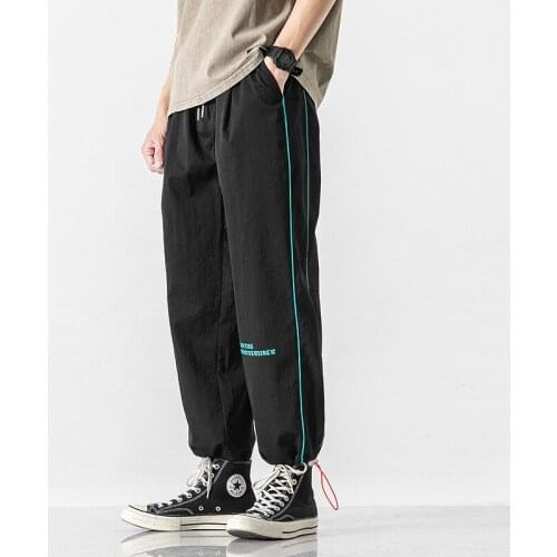 2021 Mens Spring and Autumn Fashion Trend Loose Drawstring Drawstring Pants Casual All-match Nine-point Sports Pants Trend