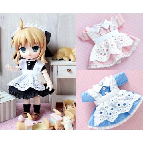 Obitsu11 clothes dolls dress 2pcs set for OB11,1/12 BJD SD Housemaid dress 3 colors Maid outfit clothes