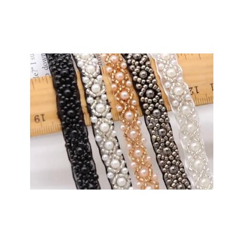 Wholesale 10yards/lot 1-1.5cm 6color Handmade Small Beads Lace Trim Garment Hat Accessories W146