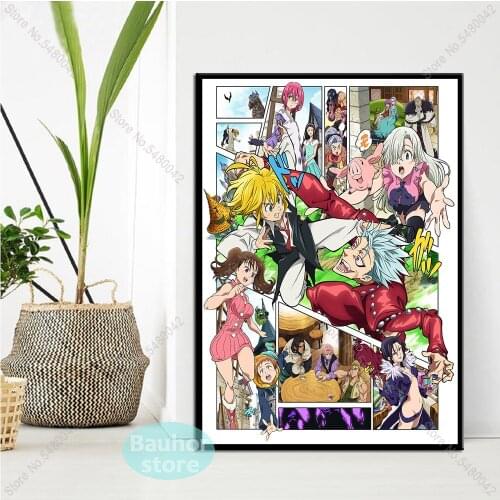Posters and Prints THE Seven Deadly Japanese Anime Wall Art Poster Canvas Painting Pictures for Kid Rome Decoration