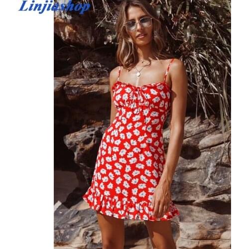 Elegant chic floral print dress women sleeveless zipper reform lining red mini dress ladies femme vestidos