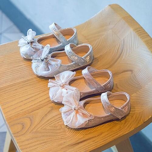 Silver Pink Kids Shoes Little Girl Princess Shoes Children Single Shoes For Spring Autumn Soft Soles chaussure fille 1-7T
