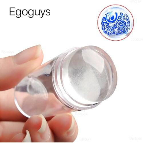 Nail Art Templates Clear Jelly Silicone Stamper enail stamping plate Scraper with Cap Transparent Nail Stamp