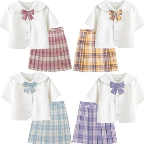 Japanese Style School Uniforms Woman Sailor Cosplay Costumes Collage Student Short Sleeve JK Uniform Suit