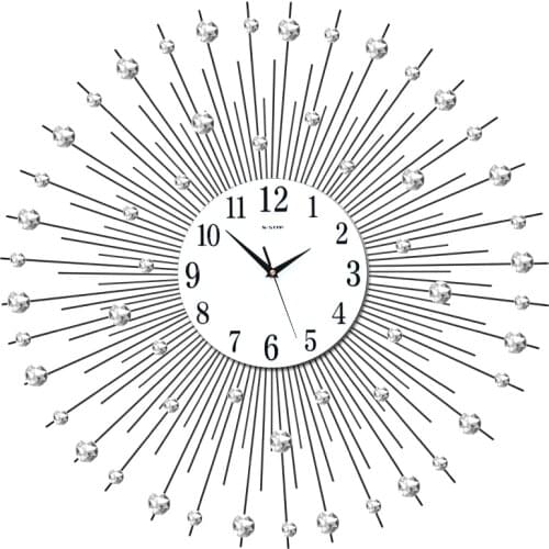 Modern fashion creative diamond Iron Art minimalist personality Creative Metal Quartz 3d Wall Clock Of Europe Style