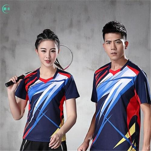 Badminton top womens sweat absorbing Sweatshirt mens summer playing black blue red grey orange group buying custom printed tab