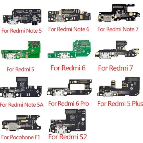 1pcs USB Charging Port Connector Flex Cable With Microphone Mic For XiaoMi PocoPhone F1 Redmi Note 7 6 5 Pro Plus 7A 6A S2
