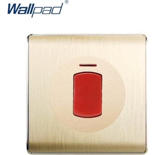 Wallpad New Arrival 20A Water Heater 2P Switch Wall Light Switch With LED Indicator Gold PC Brushed Panel For Home