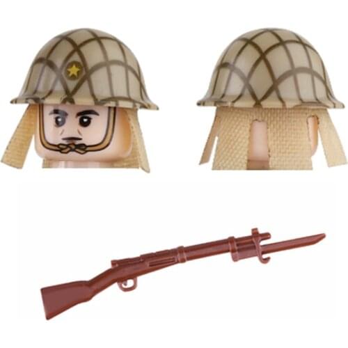 WW2 Japanese Soldier in Pacific Southeast Asia Weapon Accessories Building Blocks Military Helmet Guns Bricks Toys For Children