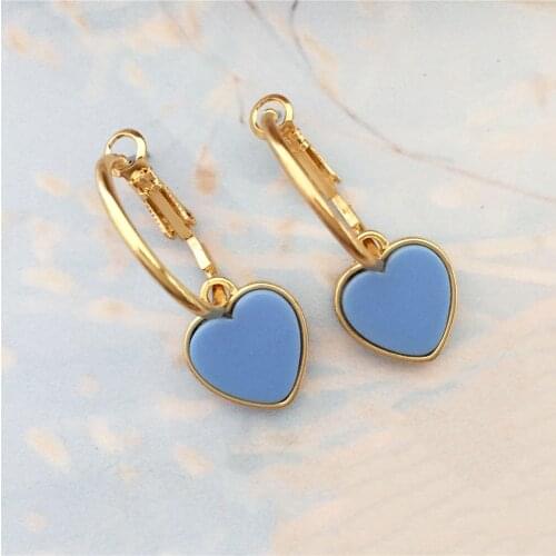 New Korean Acrylic Heart Earrings For Women Vintage Statement Blue Round Geometric Hanging Dangle Earrings Jewelry