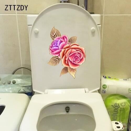 ZTTZDY 15.8*21.8CM Stylish Creative Rose Toilet Sticker Classical Bedroom Wall Decor Decal T2-0586