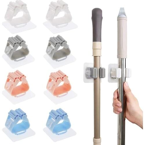 Fashion Wall Mounted Mop Organizer Holder Brush Broom Hanger Storage Rack Kitchen Tool Housekeeper Accessory Hanging Pipe Hooks