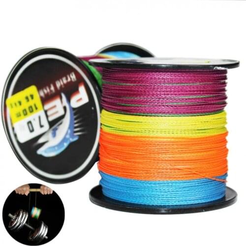100M Multicolor Fishing Line 22-82LB 4 Strands Weaves PE Braided Multifilament Fishing Rope Wire