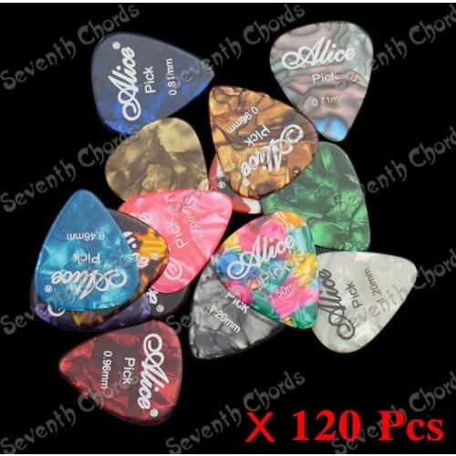 120 Pcs Mix Color Celluloid Guitar Picks Plectrums Plectra (Alice AP-120A)0.46mm,0.71mm.0.81mm,0.96mm.1.2mm,1.5mm for choose