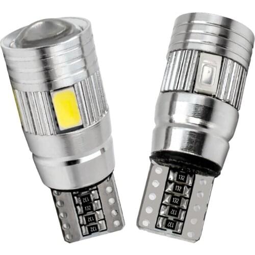 2pcs T10 194 192 921 WY5W W5W 6 SMD 5630 5730 LED Projector Lens Canbus Error Free Auto Parking Lights Car Wedge Tail Side Light