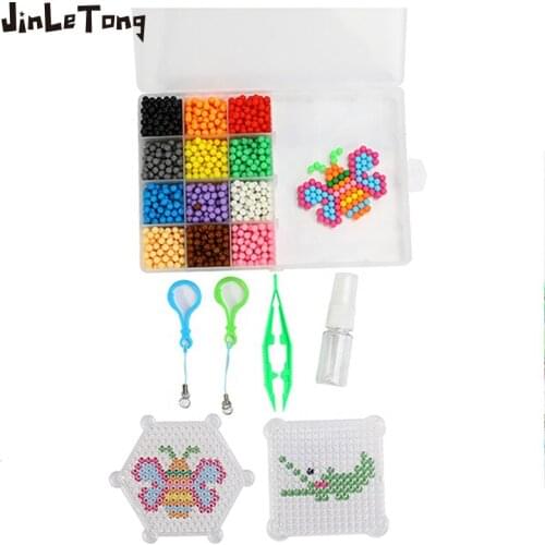 JINLETONG 2400Pcs Water Fuse beads Plastic Box Hama beads 5mm DIY Toys Hama beads 3D Puzzle Kids Educational Toys Gifts
