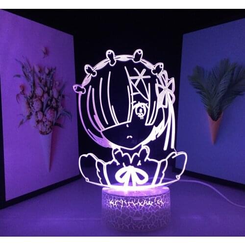 3D LED Lamp Anime Re Zero Starting Life In Another World Night Light for Room Decor Nightlight Gift Light Re Zero Rem