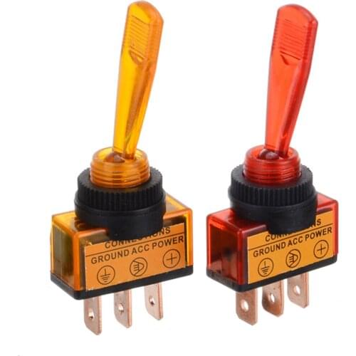 4pcs 3Pin LED Rocker Switch 12V 20A Red Green Blue Orange LED Toggle Rocker Switch 3 Pin On/Off SPST For Car Boat Marine