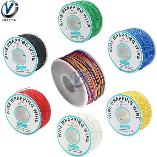 8 Colors 30AWG Wire Wrapping Wire B-30-1000 UL1423 0.25mm Tinned Copper Solid PVC insulation Cable Jumper Insulation 250m