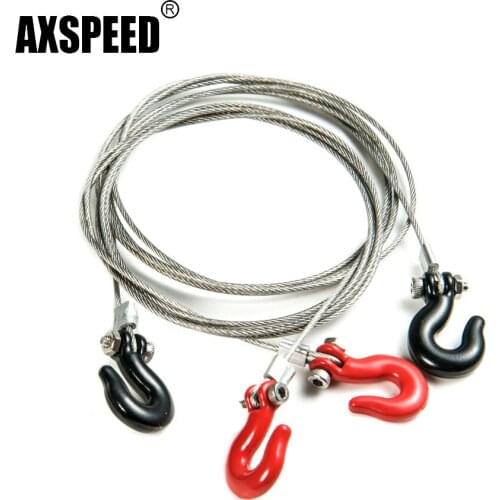 AXSPEED Steel Tow Rope with Hook Trailer Chain for Traxxas TRX4 Axial SCX10 RC4WD D90 TF2 Tamiya CC01 1/10 RC Crawler Car Truck