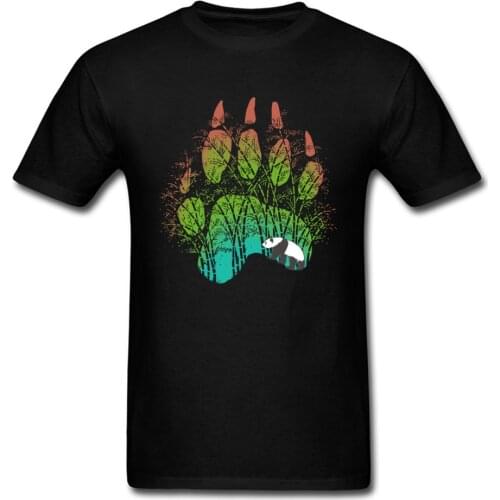White Panda Tshirt Bears Paw Forest Shadow Mens Funny T Shirts Kong Fu 100% Cotton Fashion Trends New T-Shirt 2018