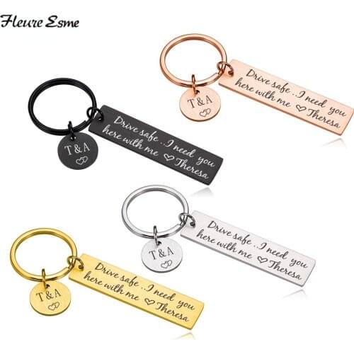 Drive Safe Customized Keychain For Car Keys Original Personalized Keychains Birthday Gifts Father Boyfriend Husband Love Keyring