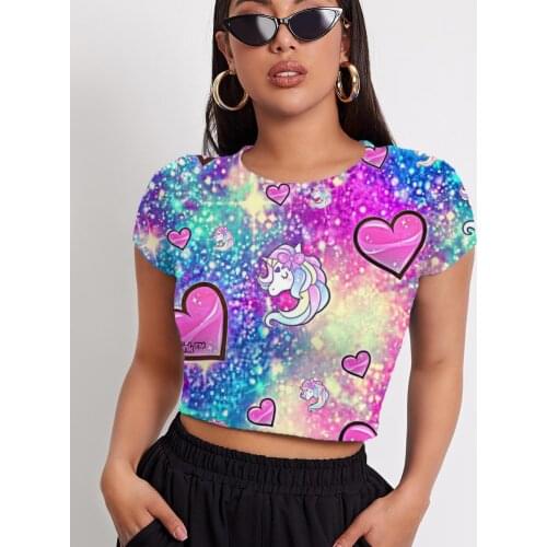 3d Tshirt Unicorn T shirt Women Animal Tshirt Printed Colorful Shirt Print Rainbow Tshirts Casual Womens Clothing T shirts New