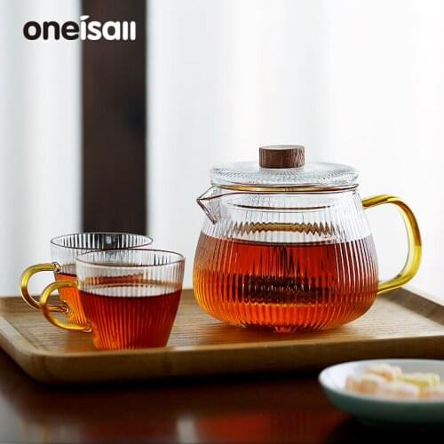 ONEISALL Good Clear Borosilicate Glass Teapot With Infuser Strainer Heat Resistant Loose Leaf Tea Pot Tool Kettle Set