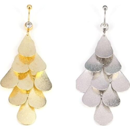 New Hot Sale Surgical Steel Dangle Navel Rings Water Drop Navel Bars Fashion Boho Belly Button Ring Piercing Body Jewelry Gifts