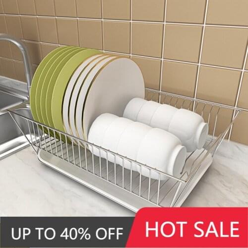 Kitchen Drain Rack Desktop Stainless Steel Dishes and Tableware Drain Rack Fruit and Vegetable Storage Basket Tray Sundries Rack