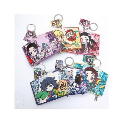 LISM Kimetsu no Yaiba 66852 Anime Card Holder Cartoon Credit ID Bags Zipper Coin Bus Card Wallet Kid Girls Gifts