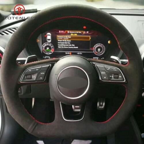 LQTENLEO Black Suede DIY Hand Car Steering Wheel Cover for Audi A1 SQ2 2018 2019 A3 2016-2019 S3 Q2 2016-2019 RS3 2017-2019