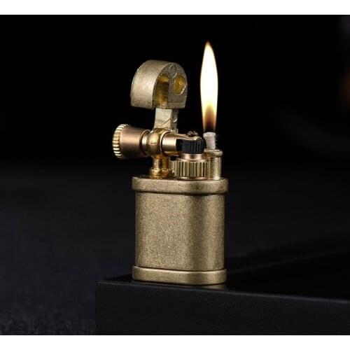 Mini Retro Kerosene Lighter Unusual Flint Metal Grinding Wheel Lighter Outdoor Survival Gadgets Mens Smoking Accessories Gift