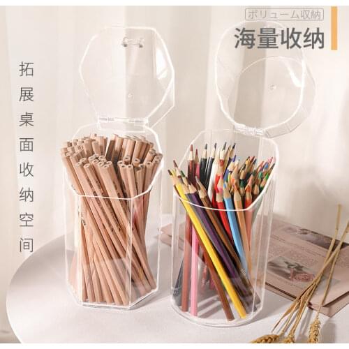 Multi-function Desktop Organiser Stationery Storage Box Makeup Organizer Office Pen Holder Brush Transparent Acrylic Shelf