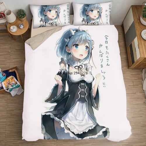 Life In A Different World From Zero 3D Anime Rem Bedding Set Duvet Covers Rem Comforter Bedding Sets Bedclothes Bed Linen