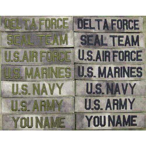 A-TACS AU Custom Name Tapes Chest Services Morale Tactical Military Embroidery Patch Badges