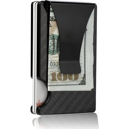 2021 New Fashion Carbon Fiber Mens Slim and Thin Credit Card Holder Aluminium ID Knife Card Holder Man RFID Blocking Wallet