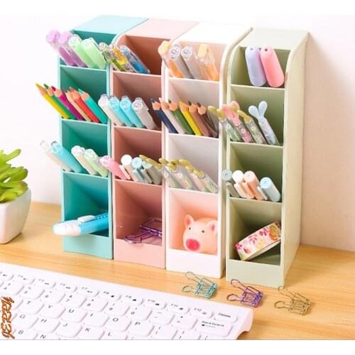 New 1 Piece Of New Multifunctional 4 Grid Desktop Pen Holder Office School Storage Box Desk Pen Pencil Storage Box