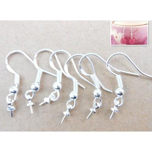 Wholesale NEW 100PCS Findings 925 Sterling Silver colorFrench Hook Pinch Bail Ear Wires