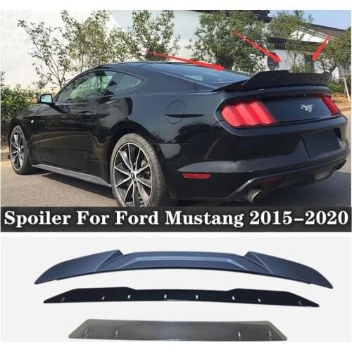 3 Pieces / 1Set High quality ABS Black & Carbon fiber Rear Trunk Lip Spoiler Wing Fits For Ford Mustang 2015-2020
