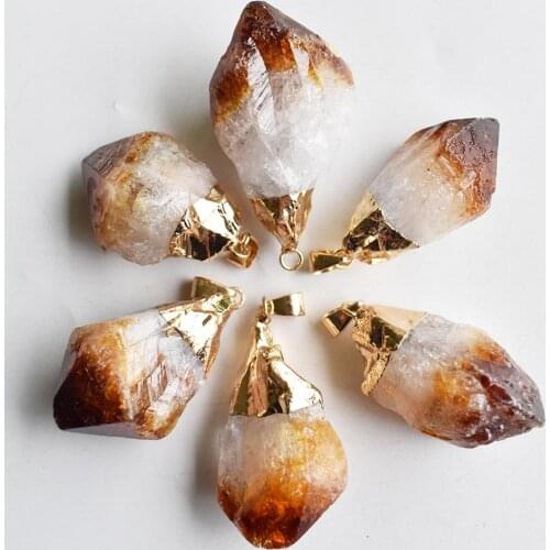 2020 New Natural Stone Irregular Pendants yellow Crystal Charms For DIY Jewelry Making 6pcs/lot Wholesal free shipping