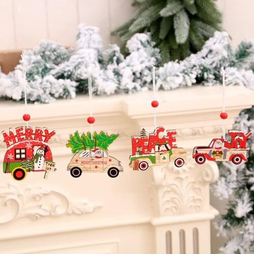 New Year 2022 Xmas Wooden Pendants Christmas Tree Ornaments Home Hanging Decor Christmas Decorations for Home Navidad 2021
