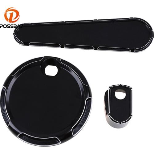 POSSBAY 1Set CNC Motorcycle Fuel Door Ignition Switch Dash Insert Cover Cap Bike for Harley Street Glide 2014 2015 2016 2017