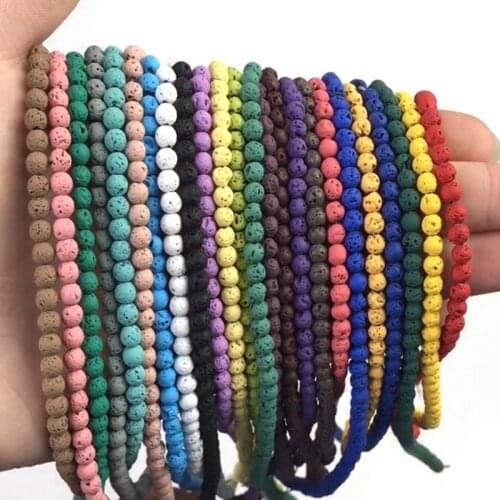 Multicolor Volcanic Rock Lava Stone Beads Natural Rubber Round Loose Beads For DIY Jewelry Making Bracelets 15'' 4 6 8 10mm