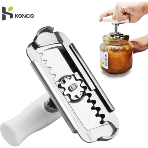 KONCO Adjustable Jar Opener Stainless Steel Lids off Jar Opener Bottle Opener Can Opener for 1-4 inches